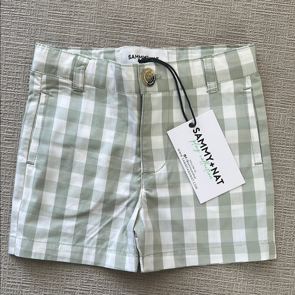 NWT Sammy + Nat Green Checkered Shorts 6-12M